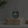 Infactory Fishtec - retro žadintuvas - radijo bangomis valdomas - vintažinis žadintuvas su dvigubu varpeliu - maitinamas baterijomis - laikrodis prie lovos - chromuotas - 18 cm - šviečia tamsoje - fluorescencinė žalia - vintažinis
