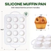 Irayin silikoninė mini keksiukų forma 12 keksiukams, 2 vnt. keksiukų kepimo forma su metaliniu rėmu, nelimpanti, be Bpa, galima plauti indaplovėje, skirta keksiukams, riestainiams, keksiukams