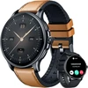 Išmanusis laikrodis sportui, atsparus vandeniui: vyriškas išmanusis laikrodis su 1.43 colių Amoled jutikliniu ekranu, apvalus, kraujo spaudimo, širdies ritmo, sportinis žingsniamatis, telefono funkcija, odinis dirželis, skirtas Android ir Ios