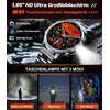 Išmanusis laikrodis vyrams su 800 Mah baterija, 1.85 colio Hd didelis ekranas / Led žibintuvėlis, sportinis laikrodis vyrams su telefono funkcija, Ip68 vandeniui atsparus fitneso laikrodis su daugiau nei 110 sporto režimų / širdies ritmo / miego monitoriu