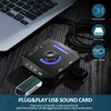 Išorinė garso plokštė, Phoinikas T10 Usb garso adapteris, skirtas Pc Windows, Mac, Linux, nešiojamiesiems kompiuteriams, staliniams kompiuteriams, stereo garso plokštė su 3,5 mm sąsaja ir Usb sąsaja, Plug & Play (6-in-1, juoda)