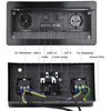 Ištraukiamas lizdas, konferencijų salės stalo multimedijos lizdo maitinimo blokas su įmontuotu lizdu - sidabrinis - 2x schuko - 1x cat6 - 1x usb-c duomenų - 1x hdmi 1x audio stereo lizdas 3.5 mm - 1x usb 3.0