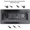 Ištraukiamas lizdas, konferencijų salės stalo multimedijos lizdo maitinimo blokas su įmontuotu lizdu - sidabrinis - 2x schuko - 1x cat6 - 1x usb-c duomenų - 1x hdmi 1x audio stereo lizdas 3.5 mm - 1x usb 3.0