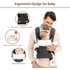 Iulonee nešyklė kūdikiams, ergonomiška nešyklė su nuimamu seilinuku, nešiojimas priekyje ir nugaroje, kūdikio nešyklė vaikams, 3-36 mėn. (3-15 kg), pilka