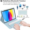 Iveoppe dėklas su klaviatūra, skirtas ipad a16 11 kartos 2025/10 kartos 2022, bluetooth magnetinė klaviatūra, skirta ipad 11-osios/10-osios kartos (11/10,9 colio), 7 spalvų apšvietimas, qwertz išdėstymo klaviatūra, mėlyna