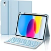 Iveoppe dėklas su klaviatūra, skirtas ipad a16 11 kartos 2025/10 kartos 2022, bluetooth magnetinė klaviatūra, skirta ipad 11-osios/10-osios kartos (11/10,9 colio), 7 spalvų apšvietimas, qwertz išdėstymo klaviatūra, mėlyna
