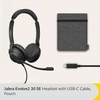 Jabra Evolve2 30 Se - laidinės stereo ausinės su triukšmo slopinimu ir 2 mikrofonų technologija - su Usb-c laidu - Ms Teams sertifikuotos, taip pat suderinamos su kitomis platformomis - juodos