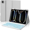 Jademall Klaviatūra Ipad Pro 11 M4 - Belaidė klaviatūra su apšvietimu, skirta Ipad Pro 11 5th Gen 2024, apsauginis dėklas su pieštuko laikikliu, Qwertz vokiečių kalba