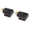 J&d 2 vnt. plokščias Hdmi adapteris, 90 laipsnių kairės ir dešinės pusės kampu paauksuotas vyriškas į moterišką vertikalus plokščias Hdmi adapteris