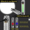 Jeebel Mini Žibintuvėlis 400 Liumenų Įkraunamas Led Raktų Pakabuko Žibintuvėlis su Uv/balta/raudona/mėlyna Šonine Šviesa, Edc Multifunkcinis Magnetinis Usb Žibintuvėlis, Ip65
