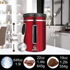 Jennimer nerūdijančio plieno kavos indas 1.8 l - 600 g pupelių talpa su skaidriu šviežumo langu - co2 vožtuvas, datos rodymas, matavimo šaukštas ir aromatus sulaikanti talpykla kavai (raudona)