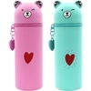Jeondfg Kawaii minkštas silikoninis penalas ir rašiklių laikiklis 2 viename mielas pieštukų dėklas animacinis pieštukų laikiklis penalas ir rašiklių laikiklis, rožinis, kawaii