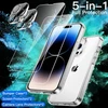 Jetech 5-in-1 dėklas, skirtas iphone 14 pro max 6.7 colių, 2 ekrano apsaugos ir 2 kameros apsaugos, niekada negelstantis, viso ekrano grūdinto stiklo plėvelė, ekrano apsaugos kamera, smūgiams atsparus mobiliojo telefono dėklas