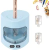 Jijicz elektrinis pieštukų drožtukas, 6-8 mm, maitinamas usb ir baterijomis, mažas drožtukas, elektrinis automatinis pieštukų drožtukas su konteineriu vaikams, menininkams, mokytojams, elektrinis pieštukų drožtukas, mėlynas
