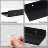 Jinsion lipni maža sieninė lentyna, juodas metalas, 10 x 20 x 4 cm, 2 vnt., plaukiojanti mini lentyna vonios kambariui, lentyna be gręžimo, sieninė lentyna vonios kambariui, plaukiojanti lentyna, sieninė lentyna, siaura pakabinama lentyna