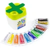 Jolly Super Tempera Boxx, Aquaboxx su 12 x 7,5 ml Super Tempera spalvų, mokykliniai dažai, vandens dėžutė su 4 skyreliais, guašo rinkinys, nepralaidus dizainas