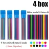 Jompens 4 dėžučių 2.0mm spalvoti mechaniniai pieštukų šerdelės papildymai studentams, menui, piešimui, dizainui, automatiniai pieštukų šerdelės, skirtos biuro mokyklinėms prekėms