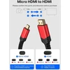 Jsaux 4k micro hdmi į hdmi kabelis 3m, micro hdmi į standartinį hdmi kabelį pintas palaiko 4k 60hz hdr 3d arc 18gbps suderinamas su sony a6000 a6300 kamera ir daugiau (raudonas)