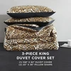 Patalynės komplektas Juicy Couture karališko dydžio leopardinis satininis antklodės užvalkalų komplektas - gepardo rašto 3 dalių skalbimo mašinoje apverčiamas gyvūnų rašto patalynės antklodės užvalkalų ir pagalvių užvalkalų komplektas