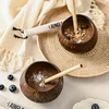 Jungle Culture® tikri kokoso puodeliai kokteiliams ir kokteiliams • maži kokoso dubenėliai ir bambukiniai šiaudeliai • natūralūs mediniai puodeliai, nulinės atliekų taurės, gėrimo taurė vakarėliui, tvarūs dovanos