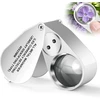 Juoifip Juvelyro didinamasis stiklas su šviesa, 40 x kišeninis metalinis sulankstomas didinamasis stiklas su Led/uv šviesa smulkiems darbams, juvelyrikai, monetoms, akmenims, pašto ženklams