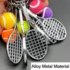 Jzk 6 x mini metalinis teniso raketės raktų pakabukas su teniso kamuoliuku, wimbeldono teniso tema, dovana teniso gerbėjui, teniso vakarėlio dovanėlės, dekoracijos, sporto žaidimai