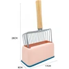 Kačių kraiko semtuvas su konteineriu, metalinis kačių kraiko semtuvas su laikikliu, kačių kraiko semtuvas su medine rankena, skylės tarpai 7 mm, ilgis 28 cm, kraiko dėžutės semtuvas, kačių kraiko semtuvas