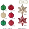 Kaheign 30 x kalėdiniai burbulai, 6 cm dideli nedūžtantys kalėdiniai burbulai kabinimui su 2 x 16 cm snaigių ornamentais kalėdinei eglutei, kalėdinio vakarėlio dekoracija