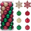 Kaheign 30 x kalėdiniai burbulai, 6 cm dideli nedūžtantys kalėdiniai burbulai kabinimui su 2 x 16 cm snaigių ornamentais kalėdinei eglutei, kalėdinio vakarėlio dekoracija