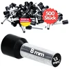 Kalitec Ae1508sw Izoliuotos vielos galinės įvorės 1.5 mm² 8 mm ilgio juodos spalvos I Pagaminta Vokietijoje I Pramoninė kokybė, 500 vnt.