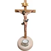 Kaltner Präsente dovanos idėja: 35 cm kryžius, medinis kryžius, nukryžiuotasis, pastatomas kryžius, pagamintas iš tikro buko ir klevo medžio su arbatos žvakute – rankomis dažyta Jėzaus Kristaus figūrėlė, pagaminta iš aukštos kokybės dervos