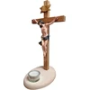 Kaltner Präsente dovanos idėja: 35 cm kryžius, medinis kryžius, nukryžiuotasis, pastatomas kryžius, pagamintas iš tikro buko ir klevo medžio su arbatos žvakute – rankomis dažyta Jėzaus Kristaus figūrėlė, pagaminta iš aukštos kokybės dervos
