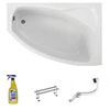 Kampinė akrilinė vonia Polimat Frida 140x80 dešininė, sifonas-automatas chromas