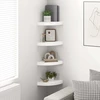 Kampinės lentynos, 4 vnt., blizgios baltos, 25x25x3,8 cm, MDF