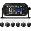 Kaolali tpms padangų slėgio stebėjimo sistema, saulės energija įkraunama padangų slėgio stebėjimo sistema, realaus laiko slėgio ir temperatūros stebėjimas, laiko rodymas, su 6 išoriniais padangų slėgio jutikliais