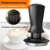 Kavos grūstuvas 53 mm, kavos presas, espresso grūstuvas su 13,6kg kontaktiniu slėgiu, skalės reguliavimas, 304 nerūdijančio plieno pagrindas, kavos štampas su plokščiu grūstuvo pagrindu, kavos grūstuvas, skersmuo 53 mm