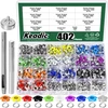 Keadic 402 vnt. 3/16 colio (5 mm) įvairiaspalvių metalinių antgalių su montavimo įrankių rinkiniu, gėlių siuvimo kilpelės odai, audiniui, drabužiams, diržui, batų amatų krepšiams, "pasidaryk pats" priedams (10 spalvų)