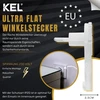 Kel 10 itin plokščių kampinių kištukų be įžeminimo, balti, itin plokščias 2p 230v/6a kištukas prailginimui ir remontui - itin plokščias kampinis kištukas ip20, plokščias kištukas, baltas