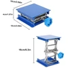Mikroskopas Kėlimo staliukas 100 x laboratorinis domkratas, mikroskopo optinis 100 mm, mėlynas galvanizuotas aliuminis, laboratorinė kėlimo platforma, laboratorinis kėlimo stovas, stovas, žirklės, laboratorinis domkratas