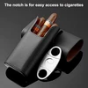 Kelioninis cigarų dėklas - cigarų humidoro priedai su kedro medienos įdėklu - cigarų priedai, įskaitant nerūdijančio plieno cigarų žirklutes - dovanų dėžutė cigarų mėgėjams, juoda