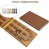 Kelioninis Cribbage stalo žaidimas odinis bambuko medienos kišeninis mažas kortų žaidimo stalas