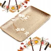Keraminė lėkštė suši patiekimui ruda pilka gėlės 21cm x 13,5 x 3