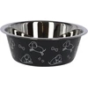 Kerbl nerūdijančio plieno dubuo gyvūnams, apie 2800 ml, juodas su motyvu