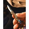 Keyunity Kk05 mažas titano sulankstomas peilis, mini Edc peilis su integruota raktų skylute, lengvas raktų pakabuko peilis stovyklavimui (ti29p)