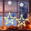 Kimuwote Kalėdinės žvaigždžių girliandos, 10 Led lempučių, kalėdinė dekoracija, langų šviestuvai, maitinami baterijomis su laikmačiu, siurbtukai, žvaigždės langui, skirtos kalėdinei dekoracijai, balkonui, vakarėliui, vestuvėms (2 vnt.)
