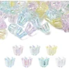 Kitbeads 300 vnt. gėlių karoliukų kepurėlės, nepermatomos Ab spalvos, dengti varpelio formos karoliukai, akriliniai trimito formos galiniai dangteliai papuošalų gamybai urmu