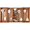 Kitchenedge Premium įrankių ir stalo įrankių stalčių organizatorius, išplečiamas nuo 40 iki 71 cm pločio, 10 skyrių, maistinis premium akacijos medienos apdaila, virtuvės laikymo dėklas
