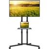 Laikiklis Kktoner mobilus tv vežimėlis, skirtas 32–85 colių lcd led plokštiems ekranams, išlenktiems televizoriams, pastatomas tv stovas su ratukais su reguliuojamo aukščio lentyna, maks. vesa 600 x 400 mm, riedantis tv stovas iki 50 kg