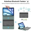 Klaviatūra, skirta ipad air 11 2025 m3/2024 m2, 7 spalvų apšvietimas, apsauginis dėklas su rašiklio laikikliu, dėklas su bluetooth magnetine qwertz klaviatūra, skirta ipad air 7-osios/6-osios kartos 11 colių m3/m2, tamsiai žalia