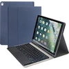 Klaviatūros dėklas, skirtas ipad pro 12.9 2015/2017 (1-osios/2-osios kartos), anglų ir vokiečių kalbos išdėstymas, 7 spalvų apšviesta klaviatūra ir jutiklinė dalis, pu odos dėklas su rašiklio laikikliu (mėlynas)